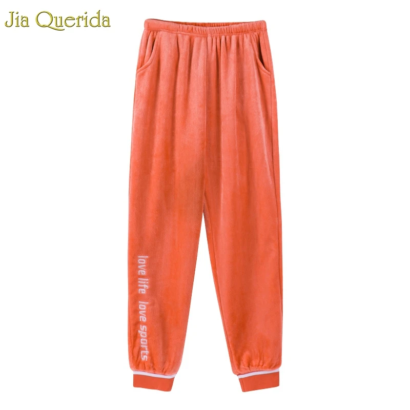 Womens Lounge Bottom Flannel Pajamas Cozy Lingerie Sleep Pants Ankle-tied Sporty Wear Elastic Waist Pajama Bottoms |