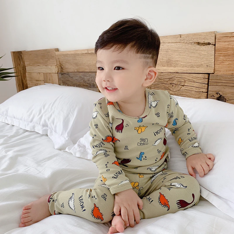 Pyjama De Dinosaure Pour Enfants Ensemble De Vetements D Automne Et D Hiver Pour Garcons Et Filles Vetements De Salon En Coton Aliexpress