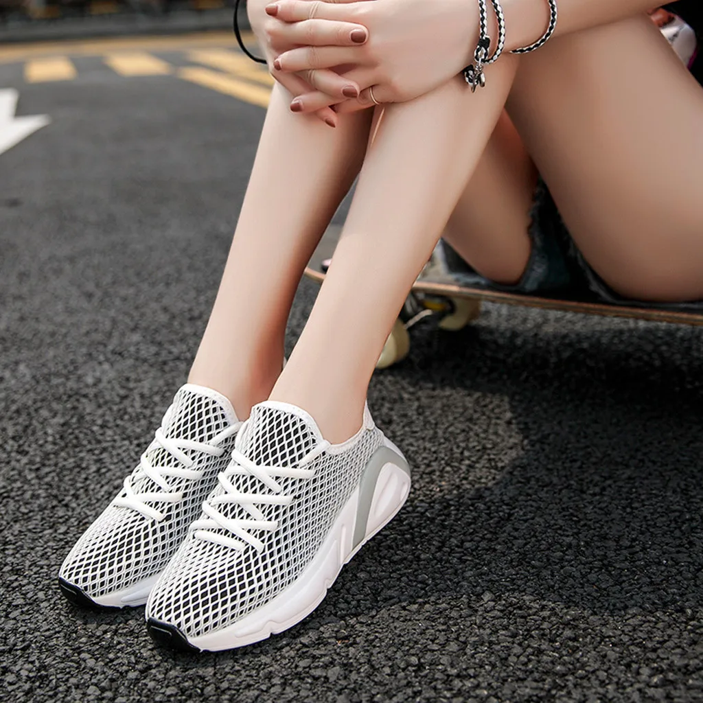 Thick Bottom Couple Mesh Breathable Non-slip Wear Running Sport Students Casual Unisex Shoes Large Size 35-44 Zapatos De Hombre
