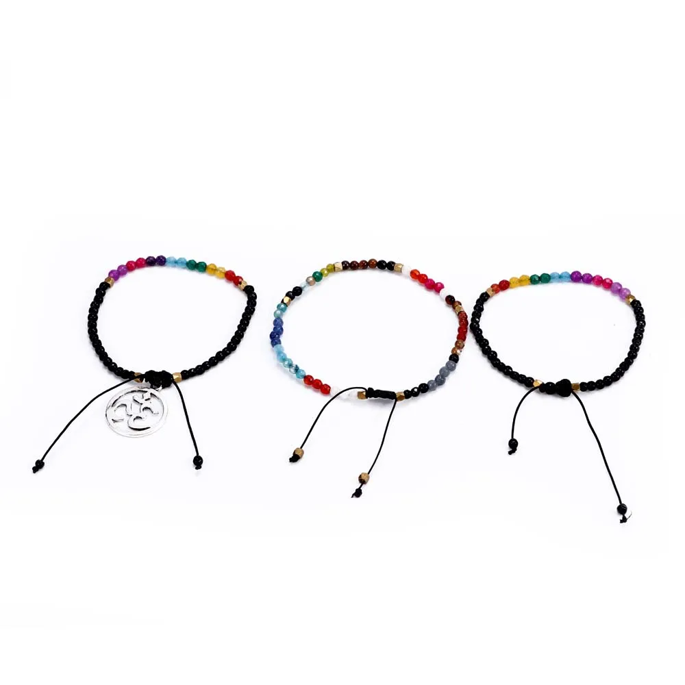 Lucky Stone Beads Bracelet Bohemia Chakra Bracelets Multicolor Small Beads Bracelet Women Holiday Jewelry Gift