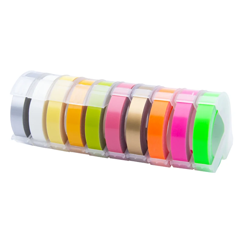 UniPlus Motex E101 производитель этикеток для Dymo 3D тиснение этикеток ленты ручная лента этикеток для принтера 9 мм ПЕЧАТНАЯ МАШИНКА - Цвет: 10pcs-4