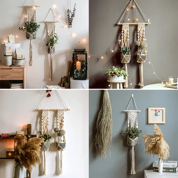 

Bohemian Tassel Macrame Woven Wall Hanging Handmade Knitting Tapestry Home Office Wall Decoration