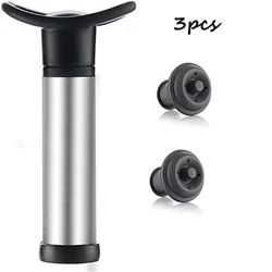 Premium Wine Preserver Pump with Airtight, Leak - Proof Seal and Durable Stainless Steel Construction (Steel 3 pcsbox)