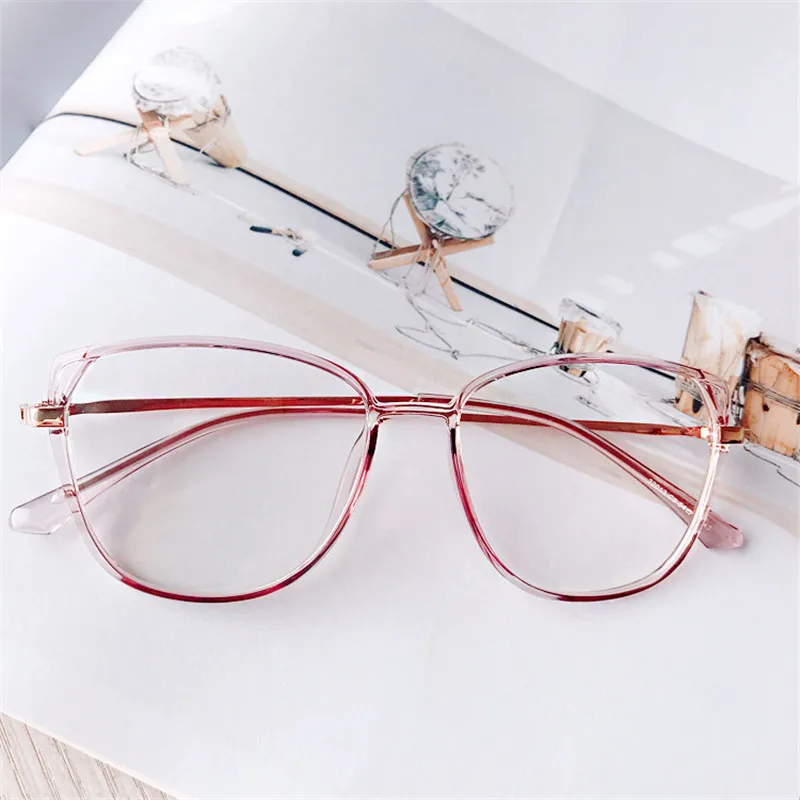 Zerosun TR90, очки, оправа для женщин, кошачий глаз, прозрачные очки для женщин, модные, прозрачные линзы, очки по рецепту, кошачий глаз - Цвет оправы: Розовый