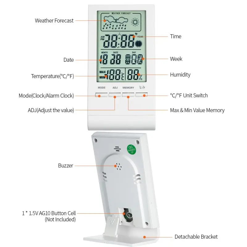 Мини-цифровой термометр-гигрометр для помещений, теплица, измеритель температуры и влажности, часы, метеостанция, отображение погоды