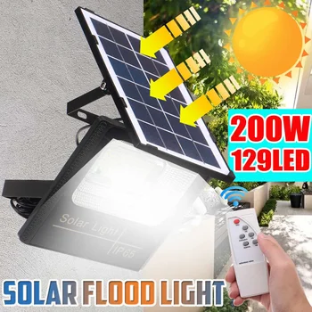 

129 LED Solar Floodlight Led Portable Spotlight floodlight Outdoor Street Garden Light Waterproof Wall Lamp with Remote Control