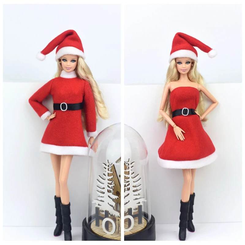 Conjunto de ropa de Navidad para Barbie, accesorios hechos a mano para  muñecas, falda roja, vestido de Navidad, juego de vestir, regalo  DIY|Muñecas| - AliExpress