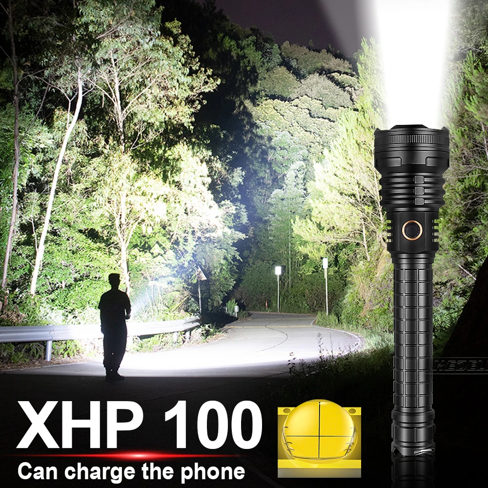 Hedeli Powerful Bright LED 26650 USB Recharge Flashlight Tactical Zoom XHP100 Torch Searching Hunt Bicycle Lantern
