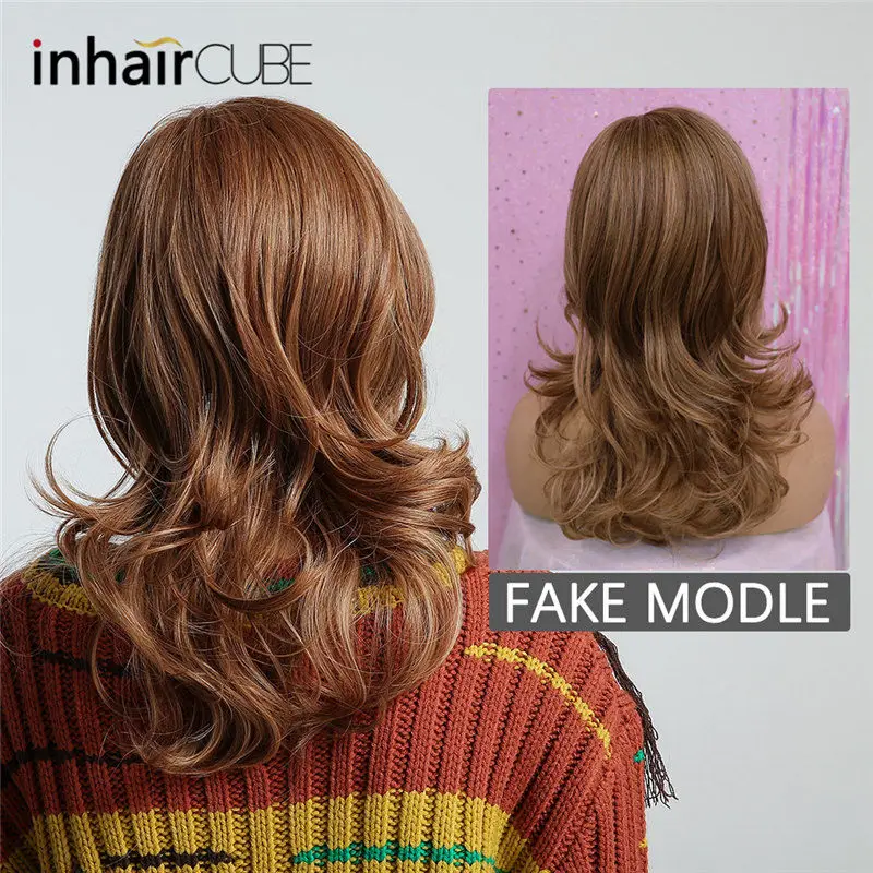 Парик Inhair Cube для косплея длинные волнистые натуральные коричневые искусственные