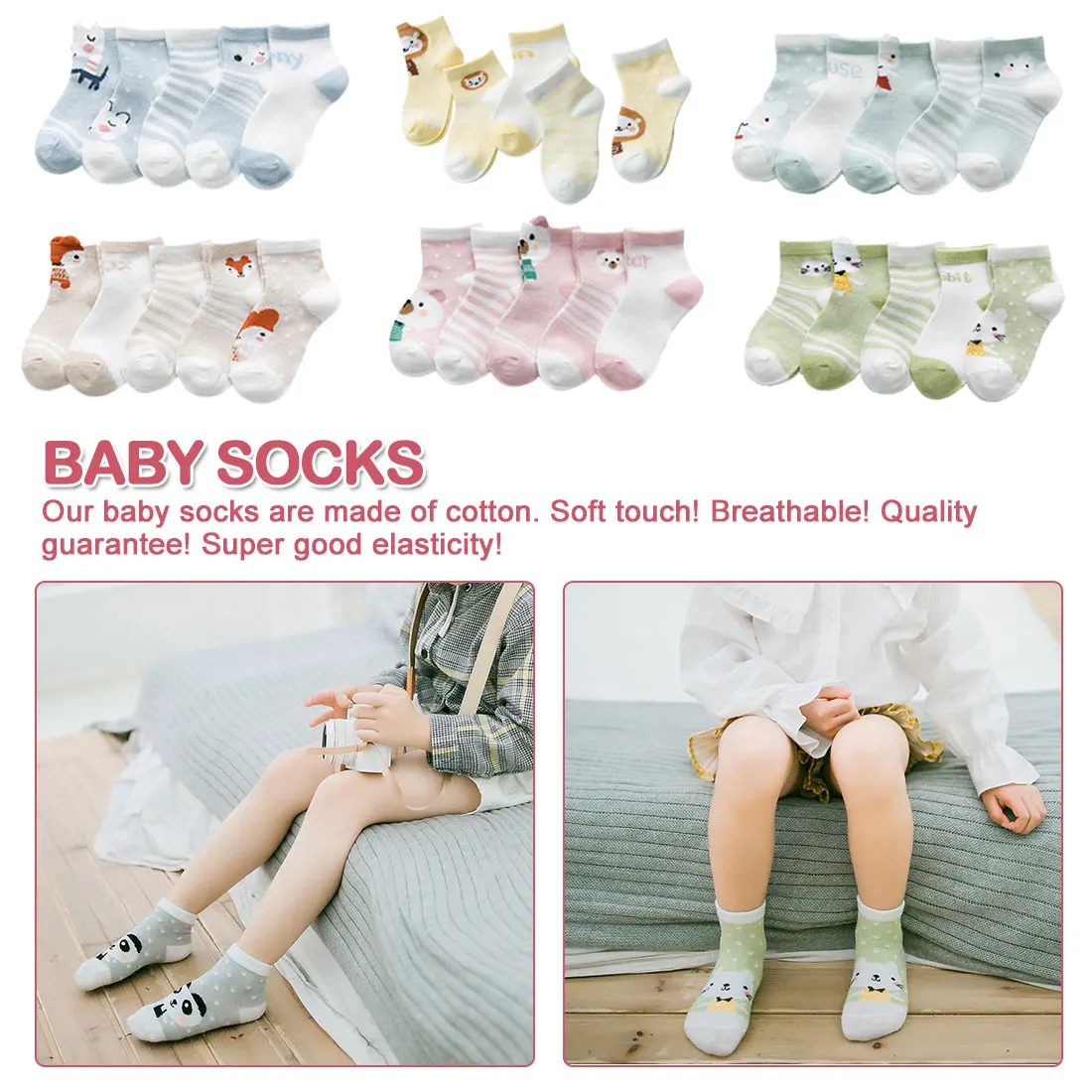Приятные для кожи; 5 пар; носки Детские Возраст 1-3 года с героями мультфильмов для маленьких мальчиков и девочек; милые летние хлопковые тонкие носки в сеточку с рисунками животных