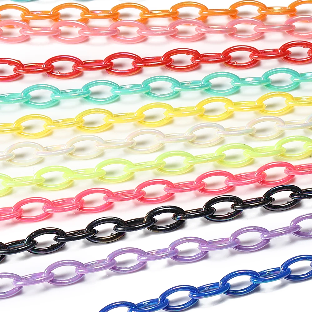 5pcs 50cm Colorful Acrylic Link Chain Lobster Clasp Keychains For DIY Necklace Bracelet Making Plastic | Украшения и аксессуары