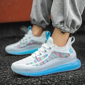 

2020 summer new sports shoes men's flying woven breathable running shoes ultra light coconut running shoes casual shoes