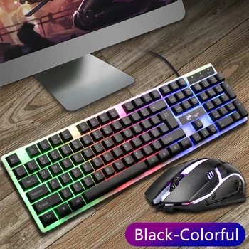 

104 Gaming Keyboard Set With RGB Backlight Wired Ergonomic Keyboard Phone Holder Gamer Keyboard Combo For PC Desktop Waterproof