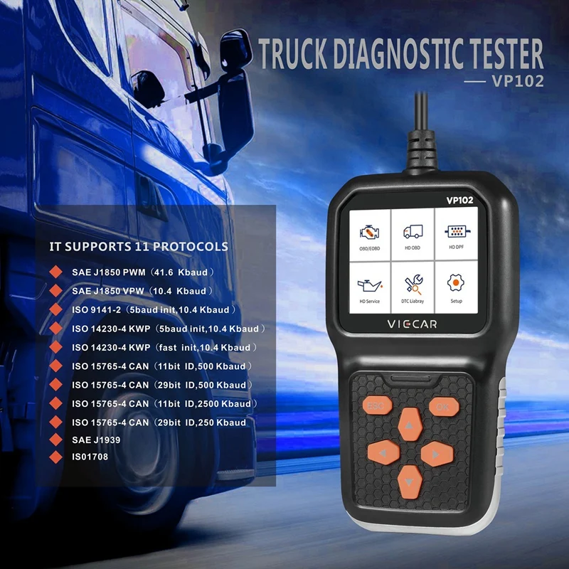 Viecar VP102 Universal Car & Truck Code Reader 2 In1 Diagnostic Tool