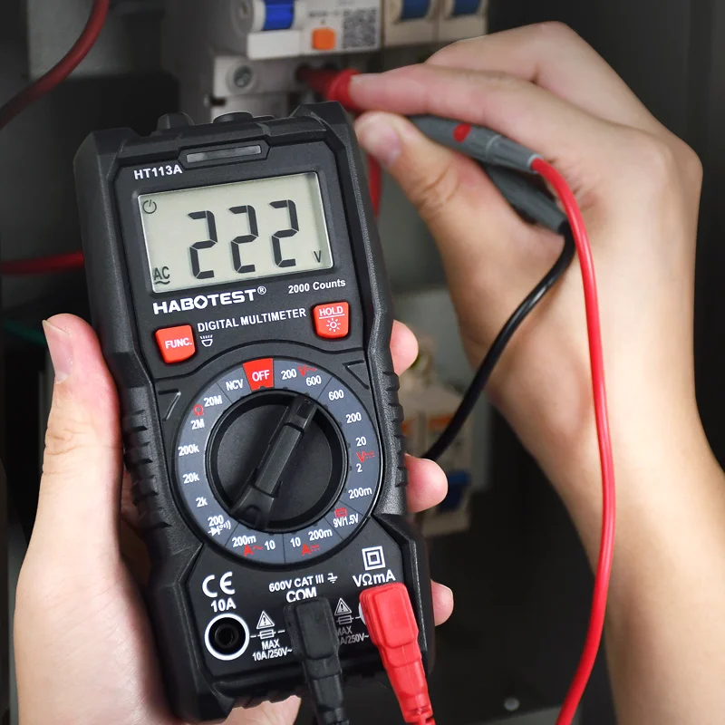 Current Voltage Hand‑Held DC//AC Professional Digital Multimeter Tester High Sensitivity for Electrician for Home HT113C
