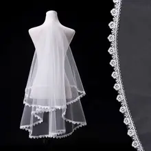 Длинная свадебная вуаль для женщин и девочек, Цветочная кружевная Лоскутная отделка, тюль, сетка, Свадебный декор