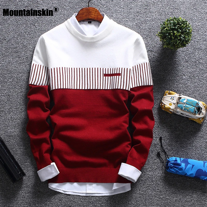 Продажа Альпинистский новый мужской осенне зимний пуловер шерстяной тонкий прилегающий вязаный свитер в полоску Мужская брендовая одежда Повседн...