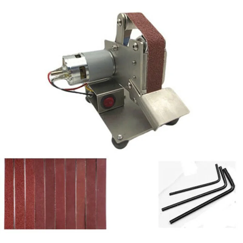 

Mini Belt Sander Bench Polishing Grinding Machine +7 Speed Control Power Supply metal woodworking