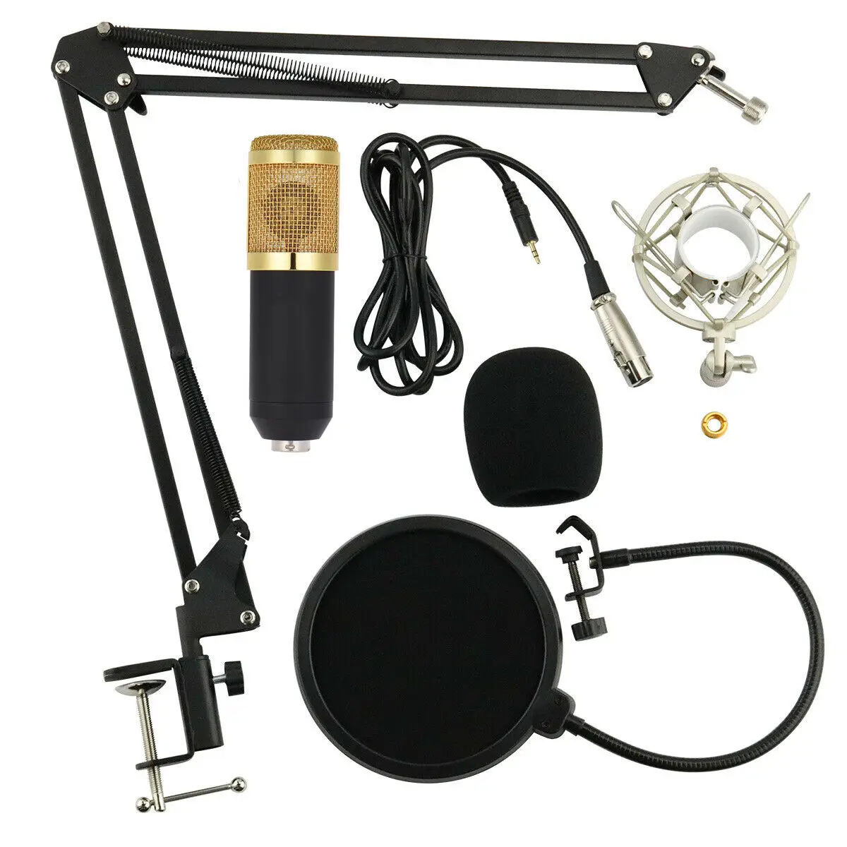 Black Gold Горячий PC конденсаторный Студийный микрофон домашний микрофон 3,5 мм аудио для ноутбука Настольный - Цвет: Black Gold
