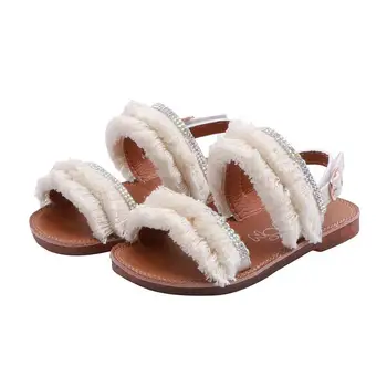 

2020 New Summer Fashion Children Baby Girl Soft Sandals Fringe Beach Crystal Single Princess Sandals Shoes Flat