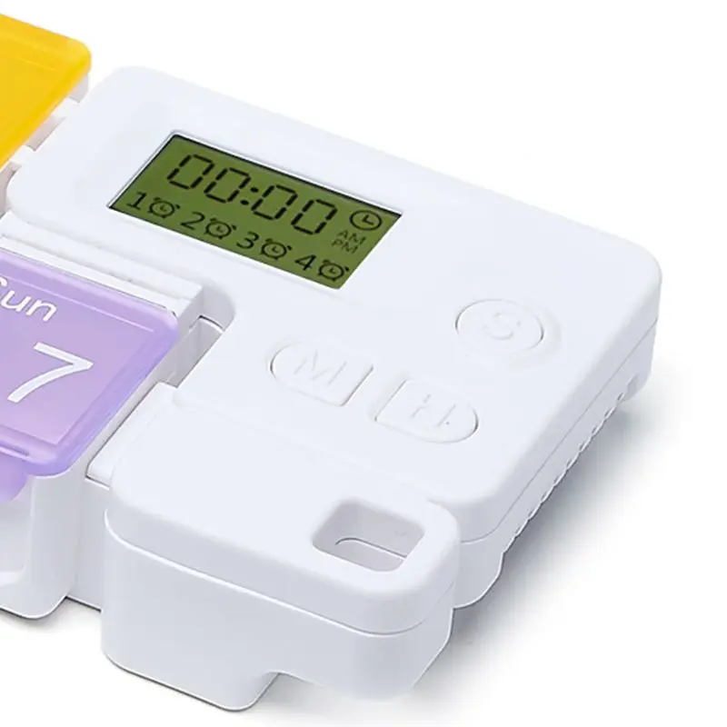 7-Day Pill Organizer With Timer Medicine Reminder Case Weekly Box D2TA