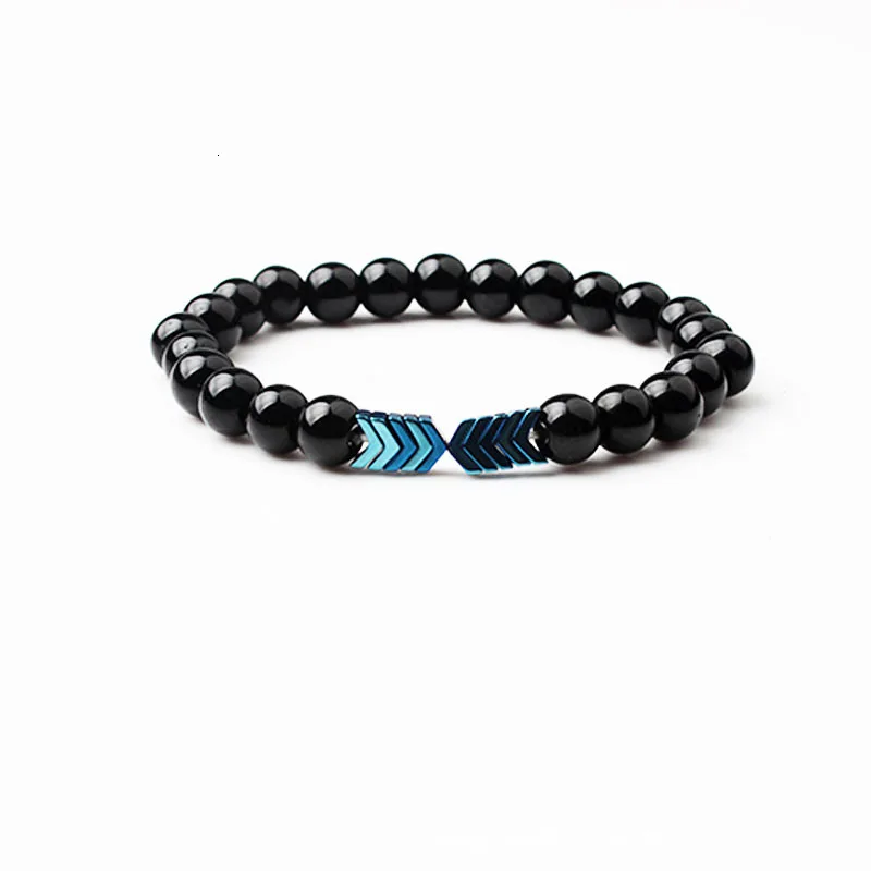 Lava Stone мужской браслет натуральный лунный камень Йога браслет цвет гематит Ручной весенний бисер браслет