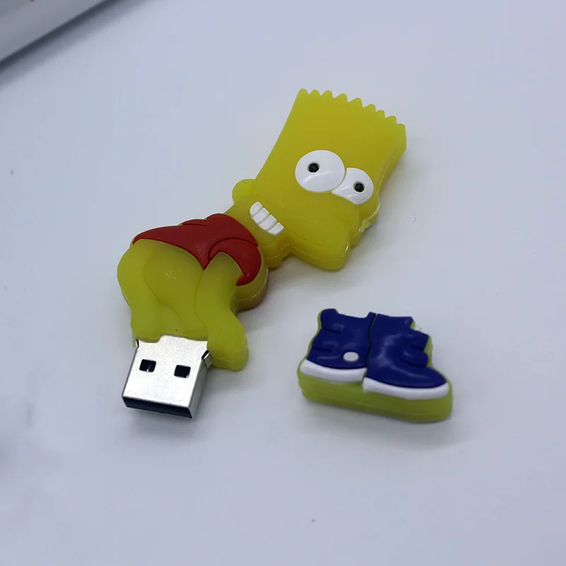 Флеш-накопитель 128 ГБ, USB флеш-накопитель 128 ГБ, 64 ГБ, 32 ГБ, 16 ГБ, 8 ГБ, Семья Симпсонов, Барт, флеш-накопитель, память, USB флеш-диск, карта памяти