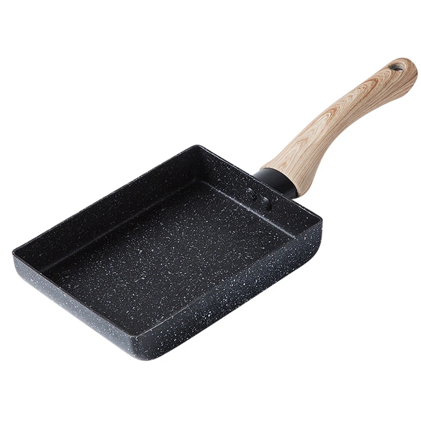 

Tamagoyaki Japanese Omelette Pan Egg Pan - Non-stick Coating - Rectangle Frying Pan with Wood Handle for Induction Cooker