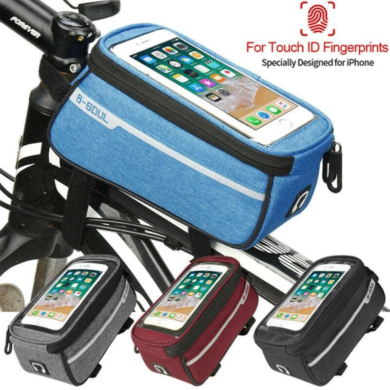 Waterproof Mountain Bike Frame Front Bag Pannier Bicycle Mobile Phone Holder 