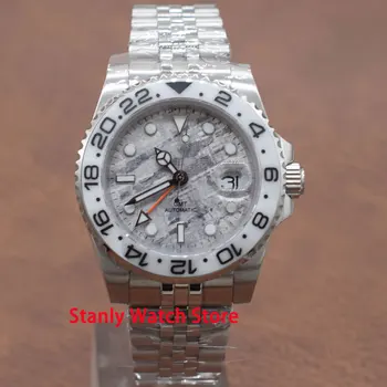 

Luxury Bliger 40mm Grey Sterile Dial White Ceramic Rotating Bezel Luminous GMT Function Automatic Movement Dive Men's Watches