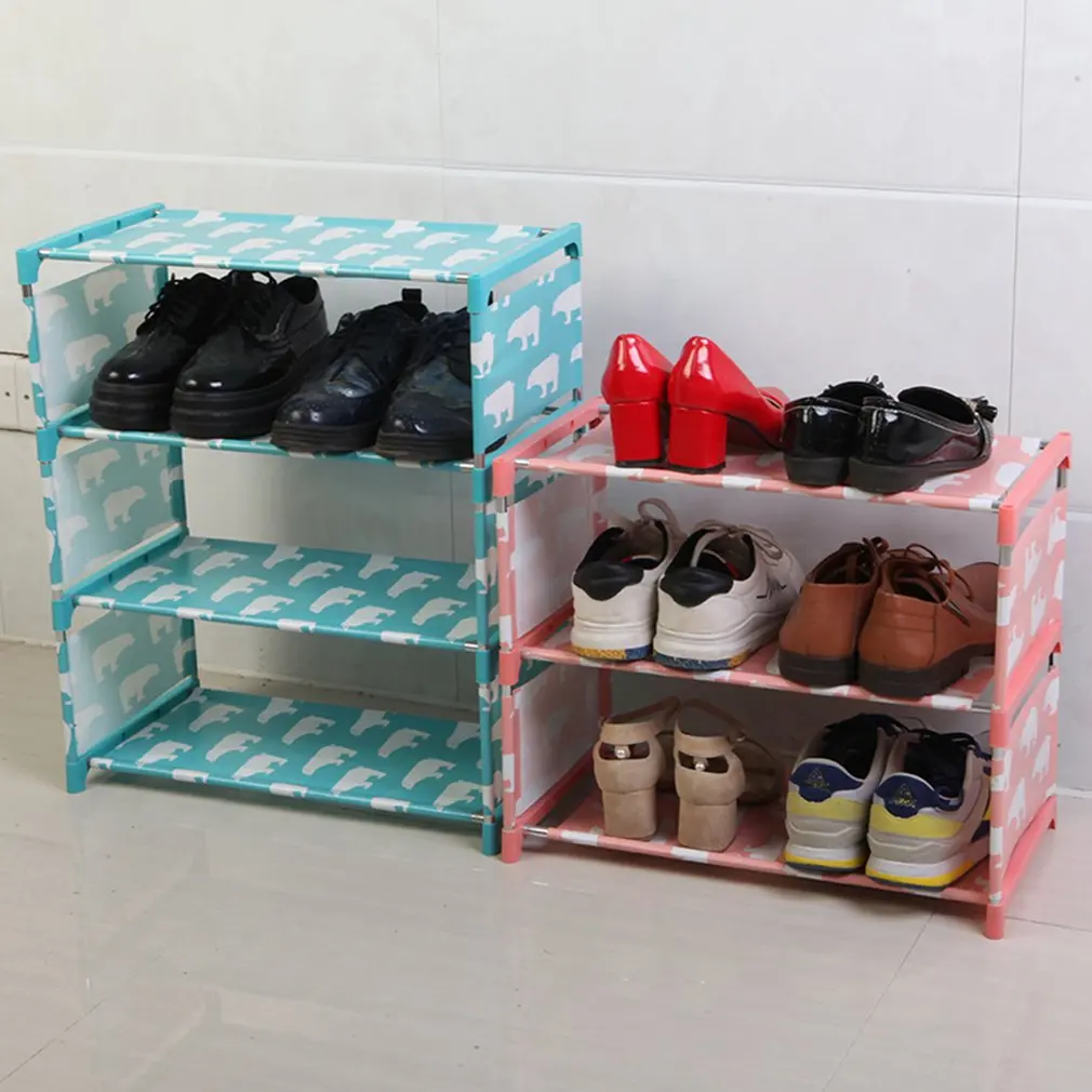 3 /4Tiers Non-woven Fabric Storage Shoe Rack Hallway Cabinet Organizer Holder Door Shoe Storage Cabinet Shelf DIY Home Furniture