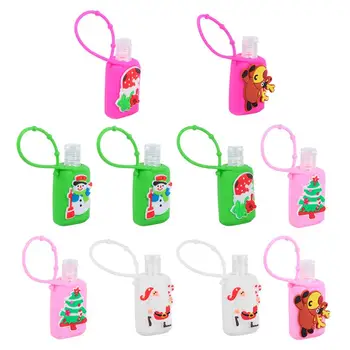 

10set Christmas Portable Hand Sanitizer Silicone Bottle Cartoon Pattern Cover Bottle Soap Dispenser Hand Gel Holder For Kids