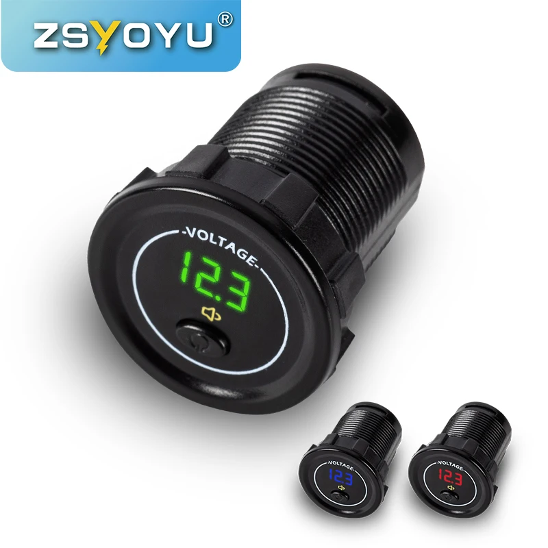 

Cylindrical Digital 12 V LED Digital Car Voltmeter With On/Off Switch Low Voltage Protection 12v Auto Digital Sockets Voltmeter