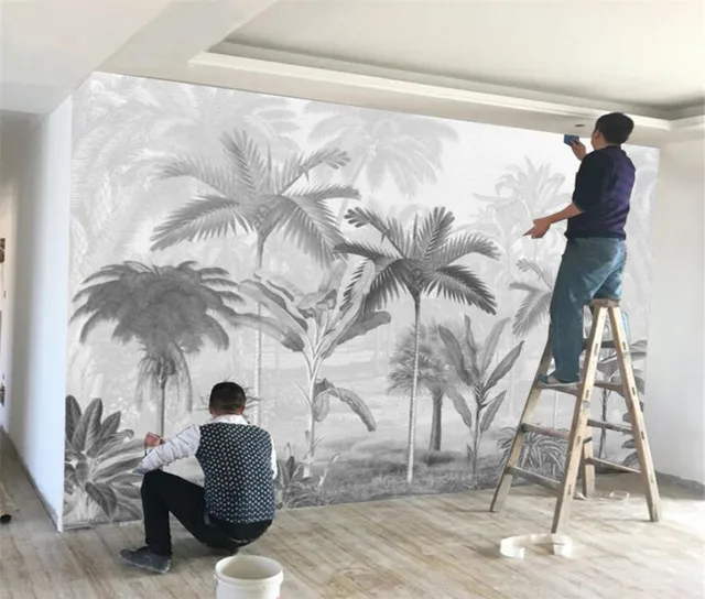 Xuesu Custom Wallpaper Black And White Big Tree Tropical Rainforest Coconut Tree Modern Tv Sofa Background Wall 3d Wallpaper Wallpapers Aliexpress