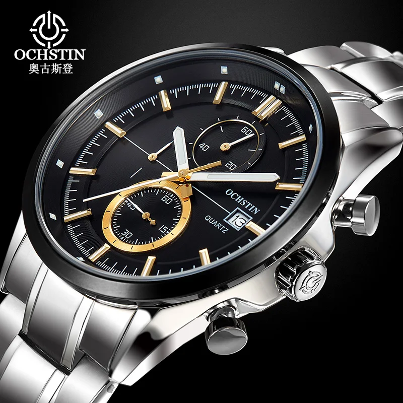 

OCHSTIN Top Brand Men Business Quartz Watch Calendar Analog Display Fashion Stainless Steel Waterproof Wristwatch Relogio