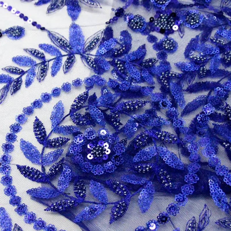 

Shining Sequence Lace Fabric Beaded French Laces Fabrics High Quality Tulle French Nigerian Lace 15 yards/lot DG712