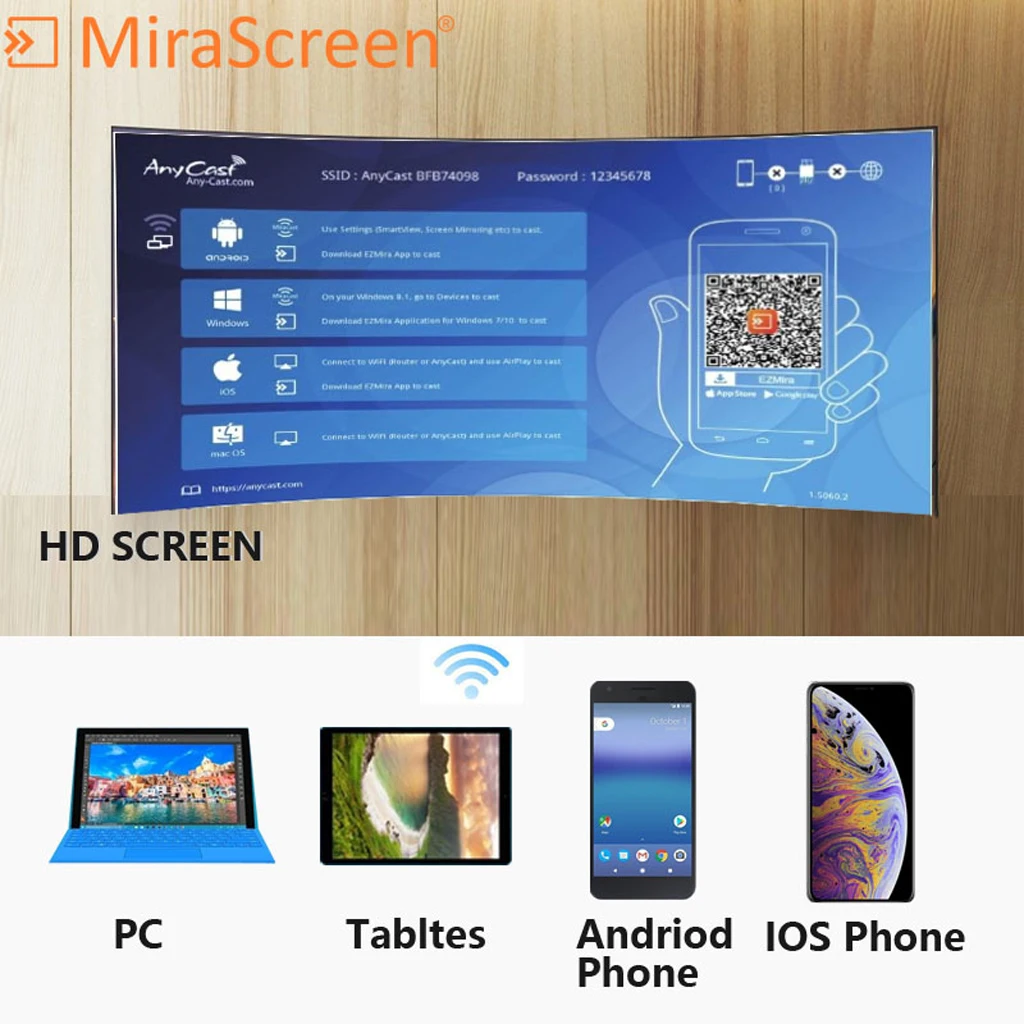 4K 5G Mirascreen tv stick Dongle Anycast M100 5G/2,4G HDMI Miracast DLNA Airplay Wi-Fi дисплей приемник новейшая модель