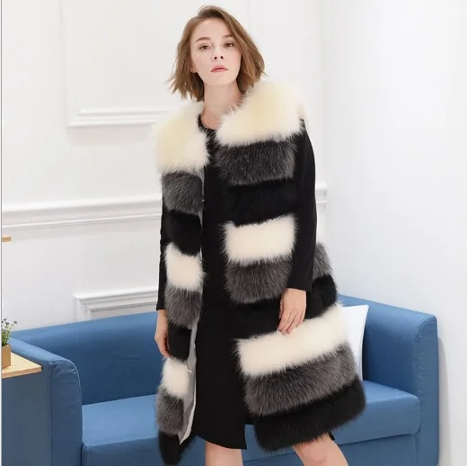 Серый Manteau Fausse Fourrure Femme длинное пальто с мехом для женщин куртка из синтетического меха искусственный жилет на лисьем меху XL250 - Цвет: Серый