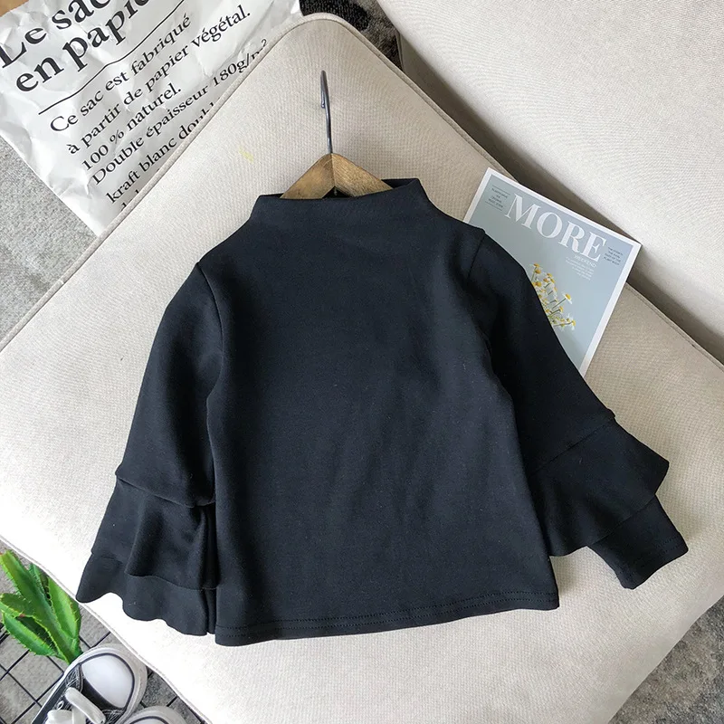 only shirt black Осенний комплект одежды для маленьких девочек; клетчатая юбка; модные детские шорты с эластичной резинкой на талии; комплект одежды; детские юбки для девочек; bebes От 2 до 7 лет - Цвет: only shirt black