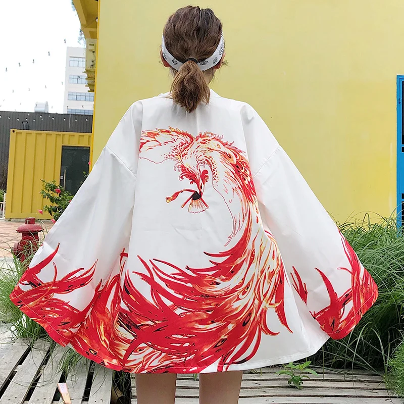 Yukata женский кардиган с принтом аниме японское кимоно азиатская одежда рубашка с принтом карпа Топы повседневные Kimonos Femme милое кимоно косплей - Цвет: as picture