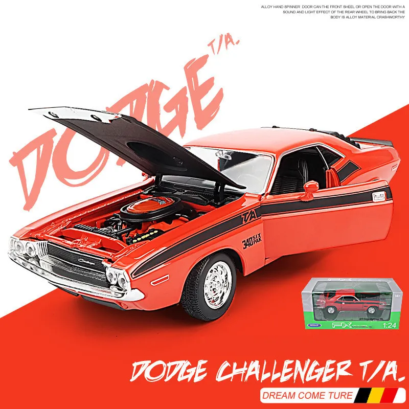 WELLY 1:24 Dodge Challenger модель автомобиля из сплава Модель автомобиля Моделирование Украшение автомобиля коллекция Подарочная игрушка Литье под давлением модель мальчика - Цвет: Dodge Challenger