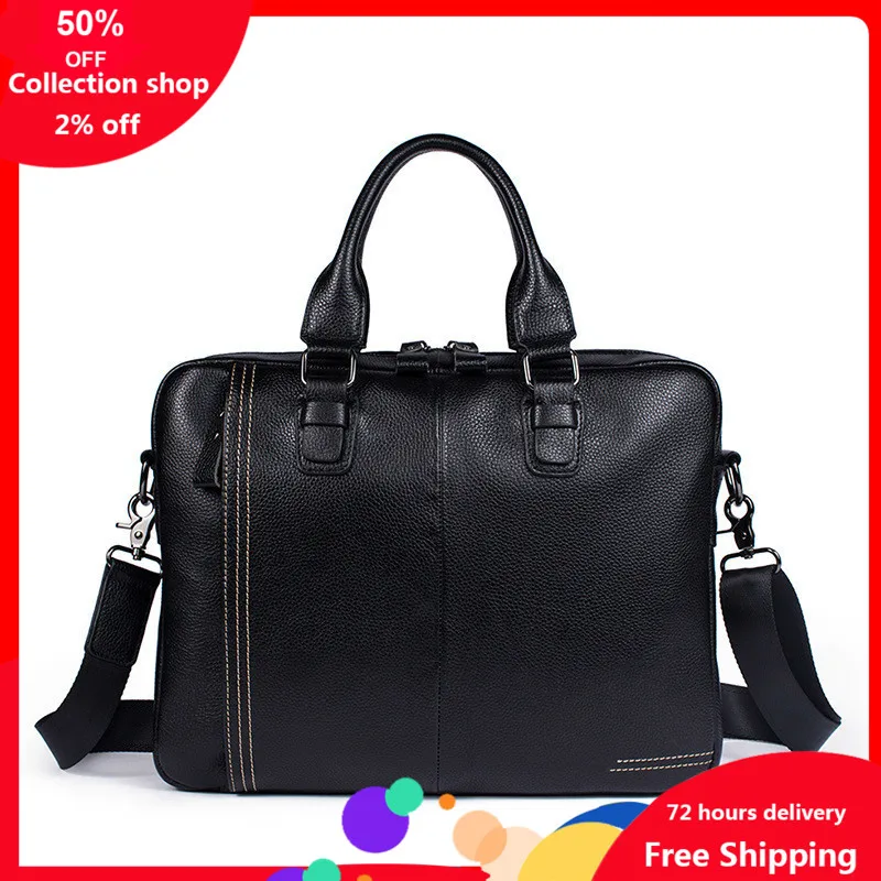 

Genuine Leather Package Business Affairs Man Briefcase Handbag Cowhide Single Shoulder Satchel computer bag office bags for men