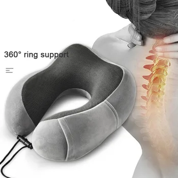 

U-shaped Memory Foam Neck Pillows Soft Slow Bounce Space Travel Pillow Solid Neck Medical Care Bedding 1 1