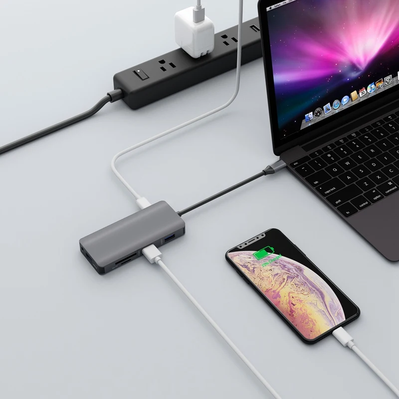 Док станция с разъемом типа C HDMI VGA USB3.0 аудио концентратор питания для ноутбука Mac
