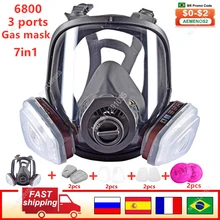 Masque respirateur à gaz avec 3 interfaces 6800, combinaison 6001/SJL avec filtre 5N11 en coton/boîte de filtre 501