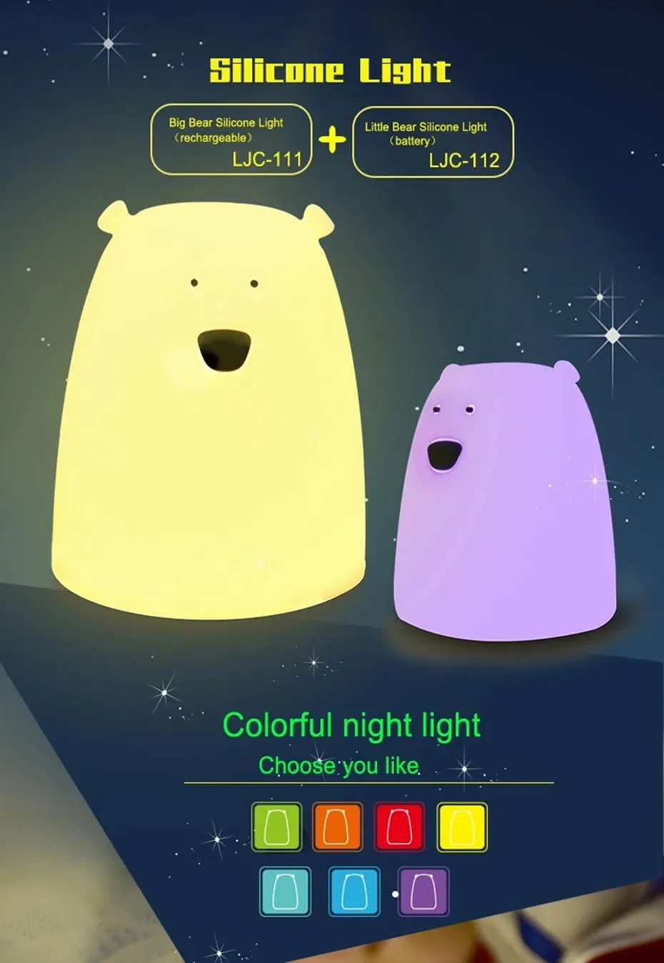 Healing Bear LED Night Light Lamp 1 - Dumpling Light Healing Bear LED Night Light Lamp