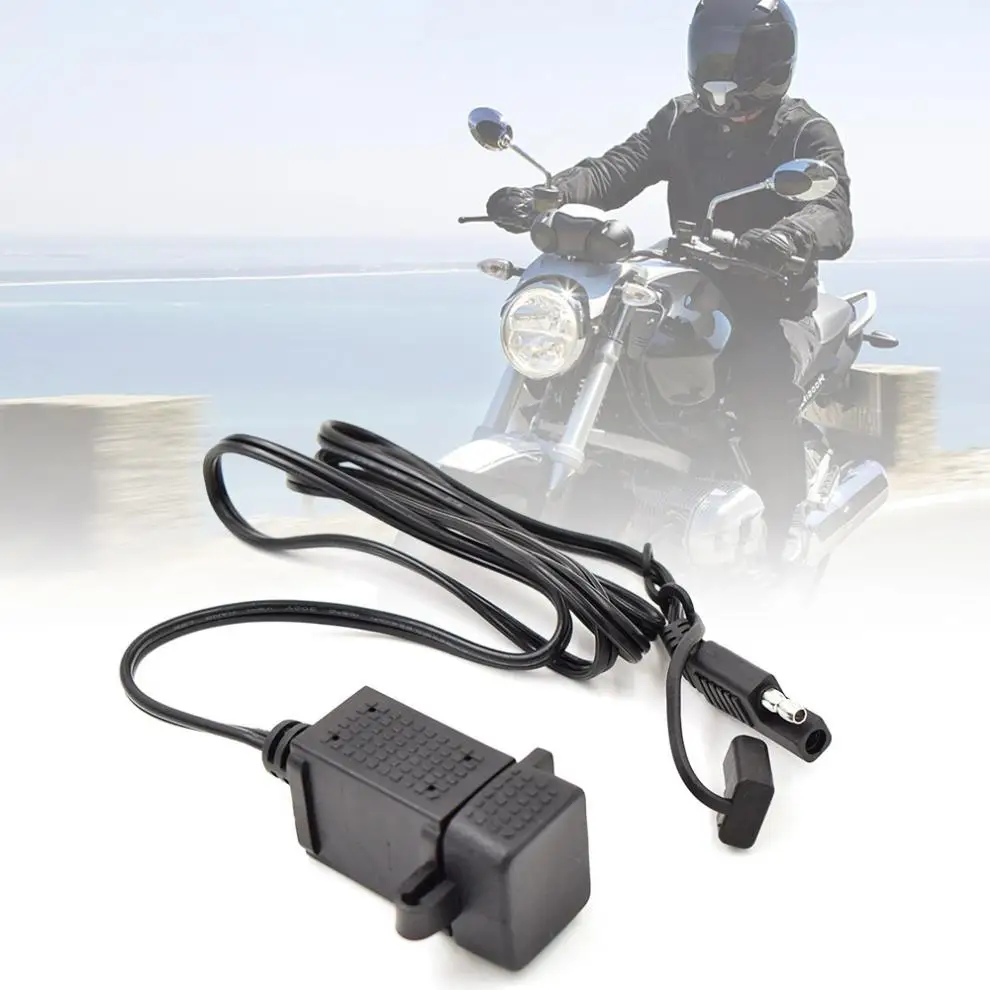 

Super Durable 12V-24V 3.1A SAE Dual USB Cable Adapter Dual Port Power Socket Smart Phone Tablet GPS Charger for Motorcycle