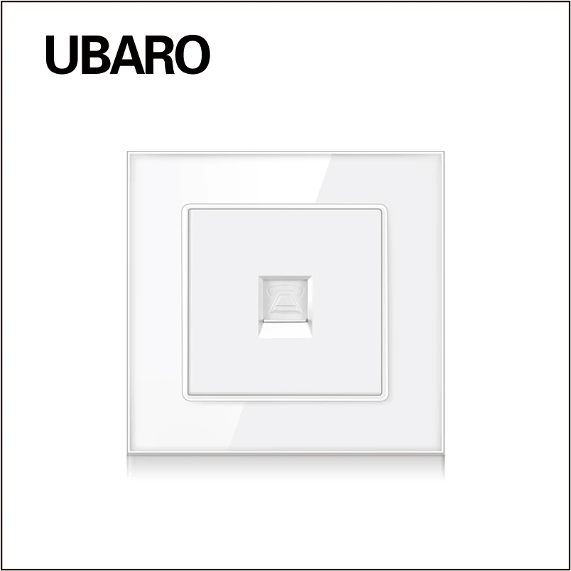 Настенная розетка UBARO 86*86 белое закаленное стекло для ТВ компьютера телефона с сигналом слабого тока