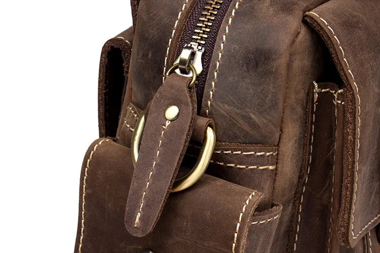 Высококачественная винтажная мужская сумка на пояс из натуральной кожи, сумка на плечо, маленькая сумка для путешествий, сумка через плечо, 1035
