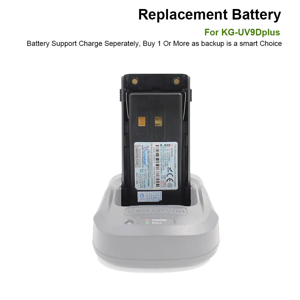 Оригинальная Wouxun литий-ионная батарея 7,4 V 2000mAh для KG-UV9D Plus Walkie Talkie